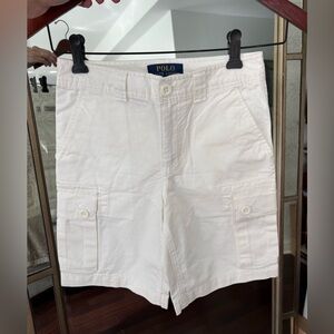 Polo Ralph Lauren Boys Cargo Cotton White Shorts Size 8 With Pockets